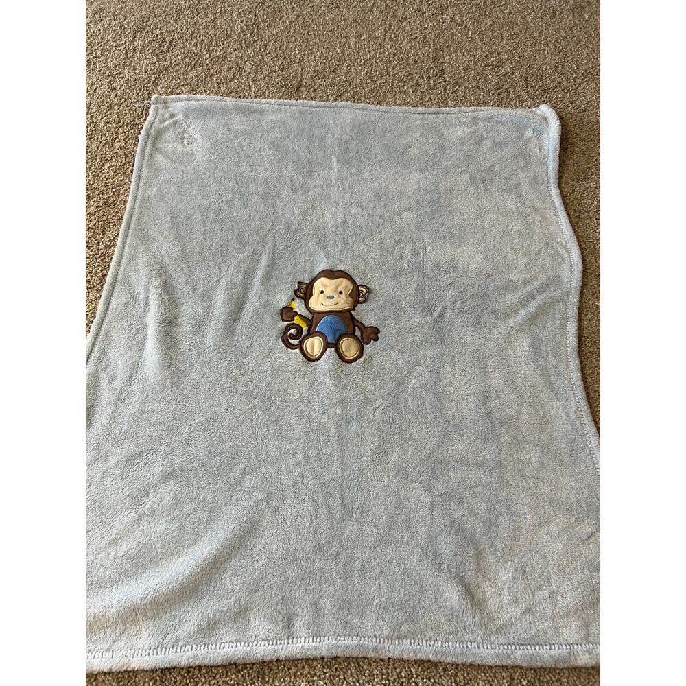 CUTIE PIE MONKEY Baby blanket lovey blue brown monkey
